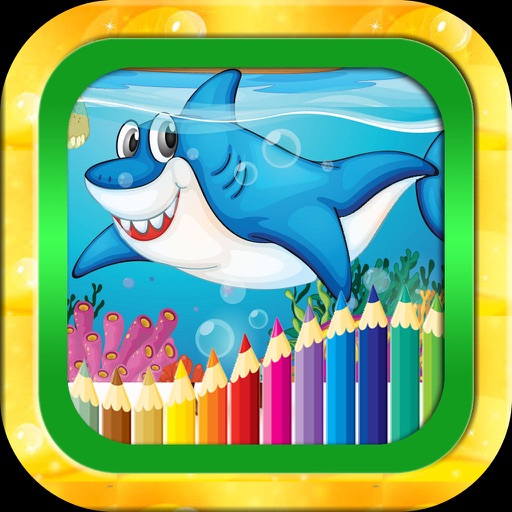海洋动物图画书 -鯊魚·水下海洋动物的孩子 幼儿和学龄前儿童着色游戏·宝宝填色·儿童学画画免费
